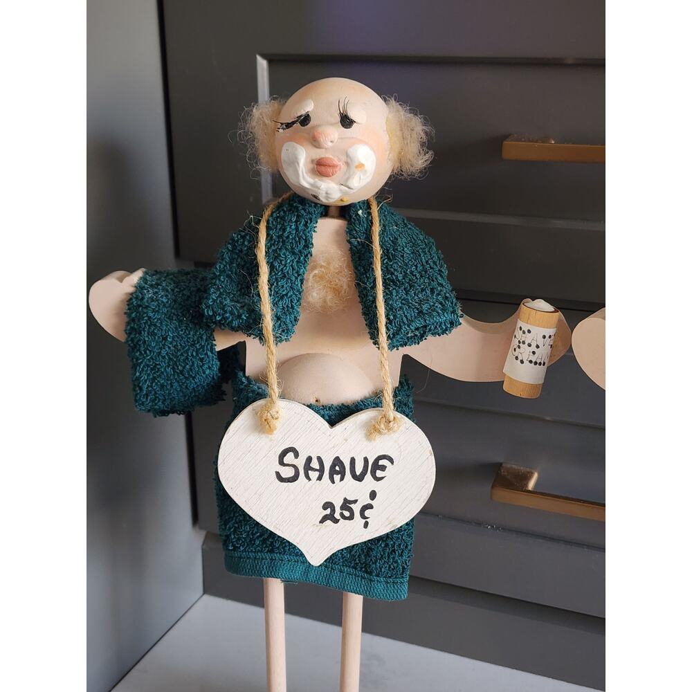 RARE Vintage His & Hers Bathroom Buddy Dolls Whimsical Wooden Folk Art Decor - Picture 9 of 13